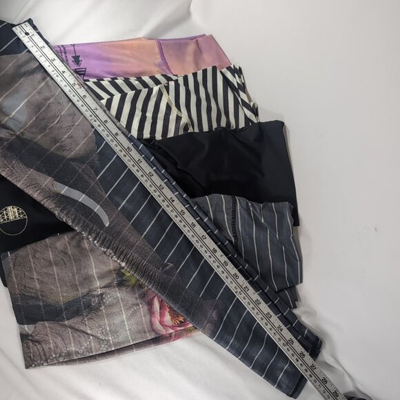 5 Lot Teeki Leggings M Medium Pairs Moon Phases Stripes Lotus Flower 25" Ankle - Picture 7 of 13